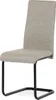 A single modern dining chair with a cream fabric seat and backrest, supported by a black metal frame. Náhľad obrázku produktu