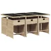 Design 7-tlg. Garten-Essgruppe mit Kissen Beige Poly Produktbild-Vorschau 3