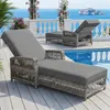 Merax 2er Outdoor-Liegen aus Rattan, Gartenmöbel mit 4-fach Produktbild-Vorschau 4