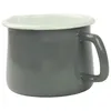 A gray enamel pot with a white interior and a handle, shown against a white background. Podgląd zdjęcia produktu