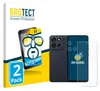 Product packaging for a screen protector, showing a stylized illustration of a phone with sunglasses, the product itself, and a smartphone. Produktbild-Vorschau