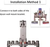 An image showing installation instructions for a Dyson vacuum cleaner accessory holder. Produktbild-Vorschau