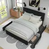 A bedroom scene with a bed, dresser, and window. Produktbild-Vorschau