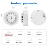 Product dimensions and specifications for a smoke detector. Podgląd zdjęcia produktu
