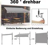 Awnings installed outside a building, with a close-up of a hand operating a crank. Produktbild-Vorschau