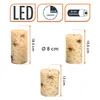 LED Kerze warm weiß in Birkenholz Optik 3er Set mit Timer - Produktbild-Vorschau 2