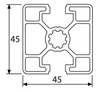 Länge 1750mm - Design-Aluminiumprofil 45x45L 2 Nuten Produktbild-Vorschau 2