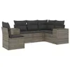 5-tlg. Garten-Sofagarnitur mit Kissen Grau Poly Rattan Produktbild-Vorschau 1