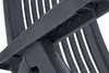 Close-up view of the joint mechanism of a dark gray plastic garden chair. Produktbild-Vorschau
