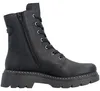 Der schwarze Stiefel hat eine schlichte Oberfläche und eine abgerundete Zehenpartie. Er ist von der linken Seite zu sehen wobei die Schnürung gut erkennbar ist. Produktbild-Vorschau