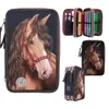A collage of images showing a horse-themed pencil case and its contents. Náhled obrázku produktu