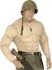 A man wearing a costume that makes him appear muscular, dressed as a soldier. Voir les images du produit