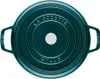 A top-down view of a teal Staub cocotte lid. Náhled obrázku produktu