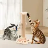 Two cats playing with a cat scratching post in a room. Produktbild-Vorschau