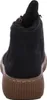 The back view of a black boot with a brown sole. Produktbild-Vorschau