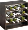 A dark brown wooden wine rack filled with bottles of white wine. Náhľad obrázku produktu