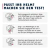 Diagrams illustrating how to properly fit a helmet. Produktbild-Vorschau
