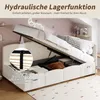 A bed with its storage compartment open, showcasing its hydraulic lift mechanism and storage space. Anteprima dell’immagine prodotto