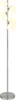 A modern floor lamp with a brushed nickel finish and five frosted glass shades. Produktbild-Vorschau