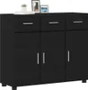 vidaXL Sideboard FLORIN Schwarz 88,5 x 30,5 x 73 cm Produktbild-Vorschau 3