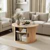 FABATO Runder Couchtisch mit Hochfahrplatte & gewelltem Produktbild-Vorschau 4