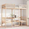 Hochbett mit Schreibtisch & Stühlen 80x200 cm Massivholz Produktbild-Vorschau 3