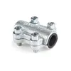 A close-up studio shot of a metal pipe repair clamp. Produktbild-Vorschau