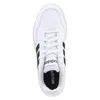 A top-down view of a white Adidas sneaker with black stripes. Anteprima dell’immagine prodotto