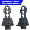 Two black adjustable brackets for a slatted bed base are shown against a white background. Produktbild-Vorschau