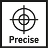 A graphic with a target reticle and the word 'Precise' below it. Voir les images du produit