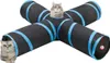 vidaXL Katzentunnel 4-Wege Schwarz und Blau 132 cm Produktbild-Vorschau 1