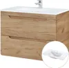 A bathroom vanity with two drawers and a white countertop with a sink and faucet. A smaller inset image shows just the sink and countertop. Produktbild-Vorschau