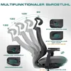 Diagram showing the adjustable features of an office chair, including backrest angle, seat height, and tilt lock. Produktbild-Vorschau
