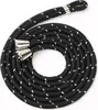A black cord with white speckles, coiled on a white background. It has two silver metal connectors at one end. Produktbild-Vorschau