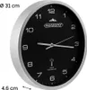 A side view of a silver and black wall clock with a black face and silver hands. Anteprima dell’immagine prodotto
