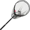 A fishing net with a black handle and black mesh net, shown against a white background. Produktbild-Vorschau