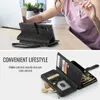 A person is using a phone case with card slots and a zipper. Produktbild-Vorschau