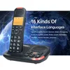 A cordless phone and its base are displayed against a backdrop of the Earth with network lines. Náhled obrázku produktu
