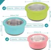 Three different sized food bowls with dimensions and capacity labels. Produktbild-Vorschau