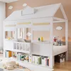 Hausbett 90x200 cm mit Bücherregal – Kinderbett in Weiß, Produktbild-Vorschau 5