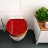 A toilet with a decorative red wooden lid in a modern bathroom. Podgląd zdjęcia produktu