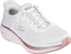 A white athletic shoe with pink and rose gold accents. Podgląd zdjęcia produktu