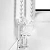 A close-up view of a clear plastic bracket holding a beaded pull cord for a window blind. Produktbild-Vorschau
