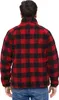 A person wearing a red and black checkered fleece jacket. Produktbild-Vorschau
