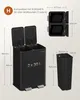 Diagram showing dimensions and compatibility of a black kitchen trash can. Produktbild-Vorschau