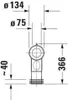 Technical drawing with dimensions of a plumbing component. Produktbild-Vorschau