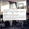 A close-up of a product information label with a gym background. Produktbild-Vorschau