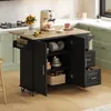 Grote, mobiele keukentafel, 137x43(76)x92 cm, eikenhout, Productafbeelding-voorbeeld 10