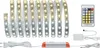 A set of LED strip lights with a remote control and power adapter, laid out on a white background. Produktbild-Vorschau