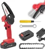 A collection of items related to a mini electric chainsaw, including the chainsaw itself, a battery, charger, chain, and tools. Anteprima dell’immagine prodotto